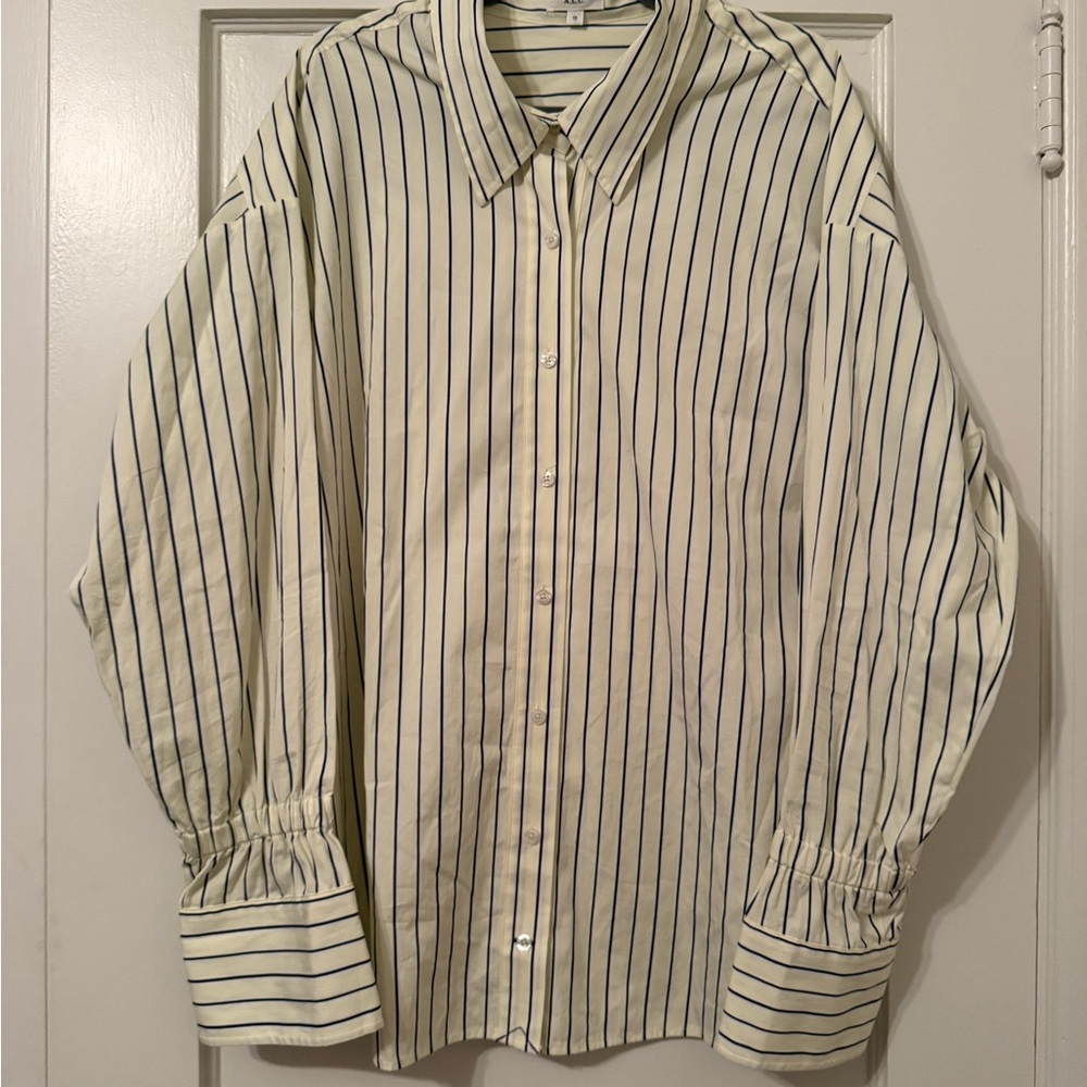 A.L.C. MONICA Yellow Striped Button Down Shirt